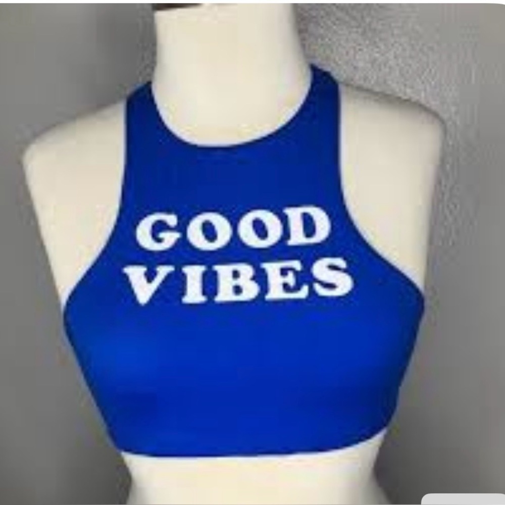 PINK Victoria's Secret Blue Crop Cut Out Bra